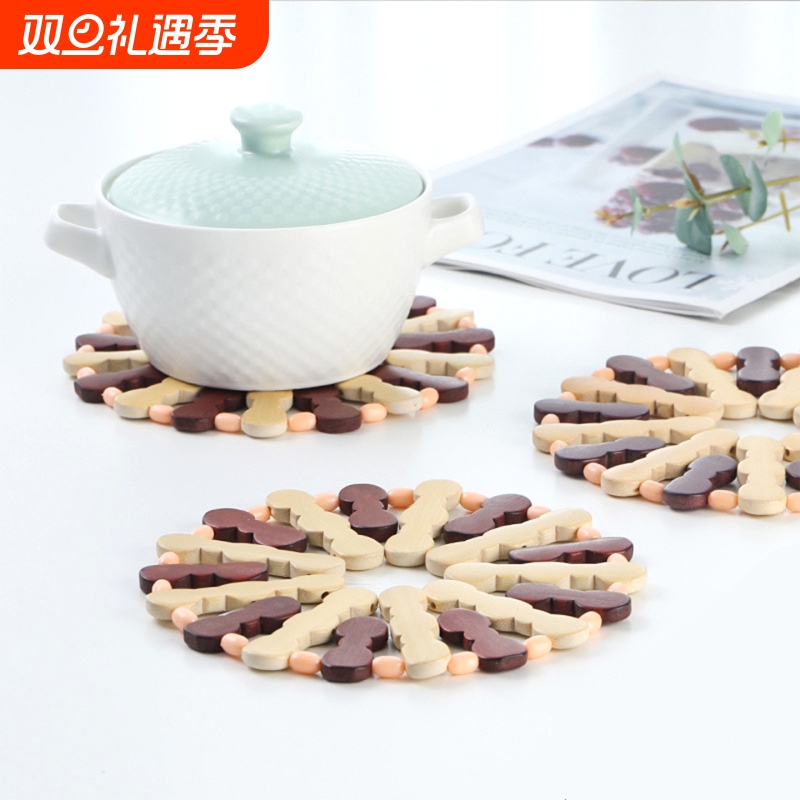 T隔热垫E1pf0-圆形碗垫竹制餐垫加厚隔热垫餐桌垫方形木质杯垫