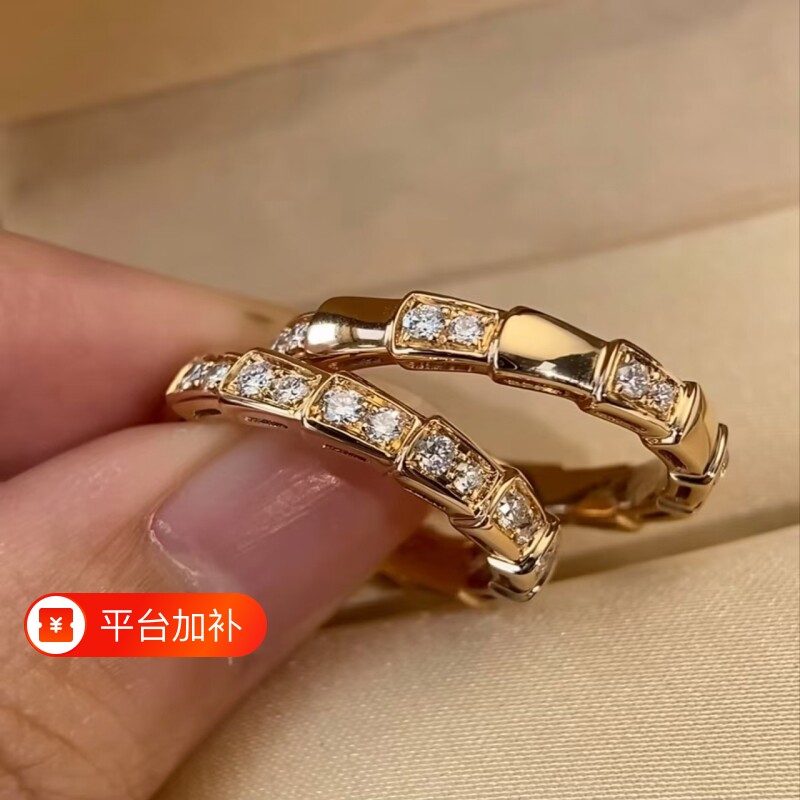 精致蛇形镶钻戒指女彩宝满钻蛇骨指环多色日常百搭纪念日送礼手饰