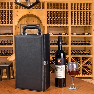 红酒高档包装礼盒酒盒2双支装葡萄酒空盒包装盒通用皮盒酒箱盒子