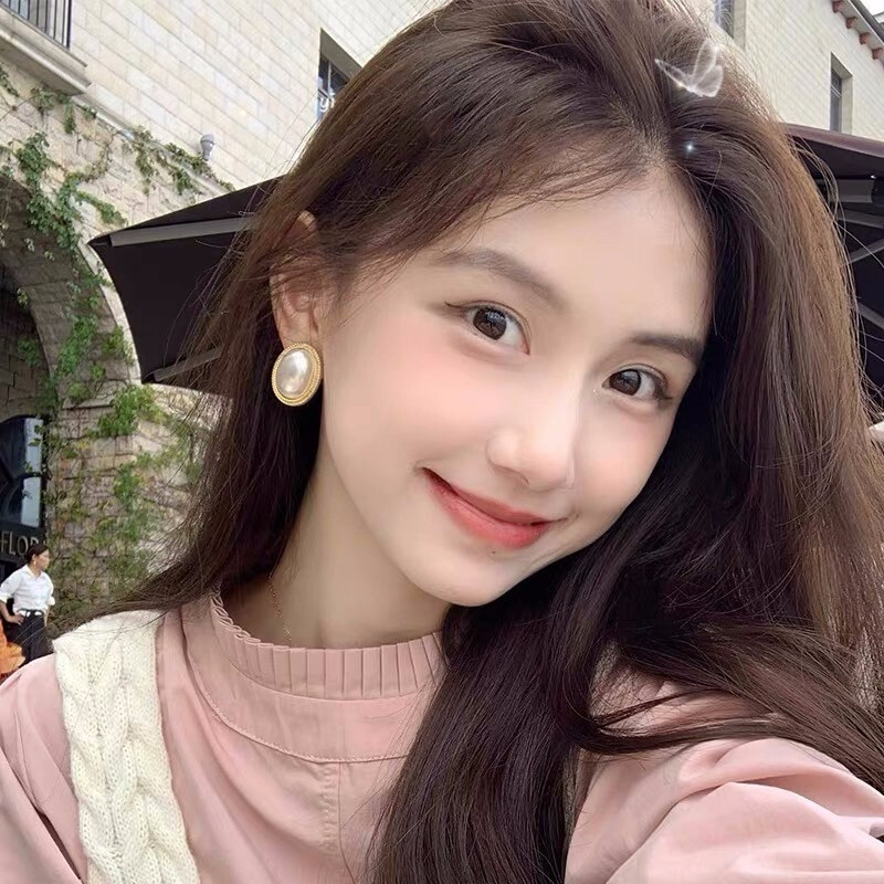 【挚爱珍珠】法式复古椭圆形精致港风小众设计感简约耳夹耳钉女
