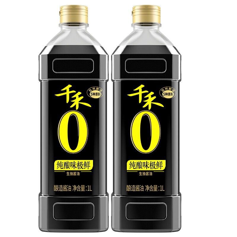 千禾酱油生抽0添加酿造1L调味品旗舰店正品头道家用炒菜黄豆凉拌