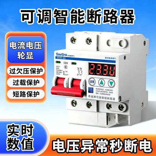 希崖XSL1智能小型断路器空气开关限流过压防雷短路保护器2P 63A