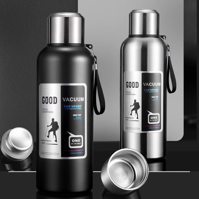 富光款大容量全钢1000毫升304不锈钢双盖手提户外滤网泡茶旅行保