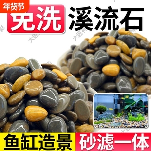 纯天然免洗溪流石溪流沙鹅卵石小石头鱼缸造景底砂铺底龟鱼缸石头