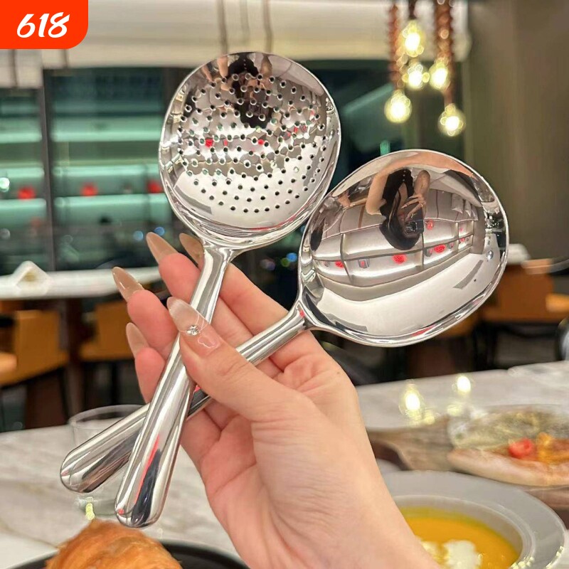 304不锈钢嗦粉勺大号干饭勺公用勺大头勺子饭勺汤粉勺分餐勺短柄