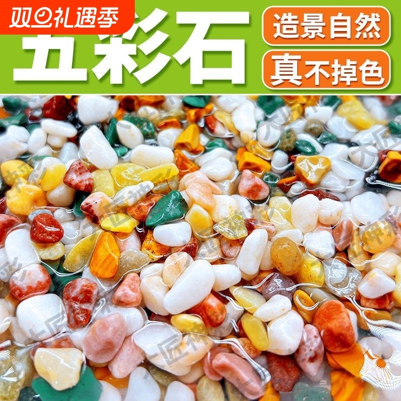 天然五彩花石水族鱼缸造景石头底砂水培多肉花盆铺面园艺铺路装饰
