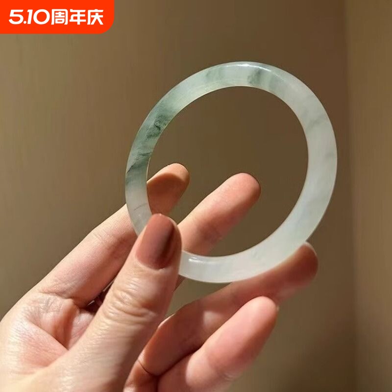 爆款新疆平替天山翠仿玉手镯子冰糯种冰翠半山水飘高级感翠手镯