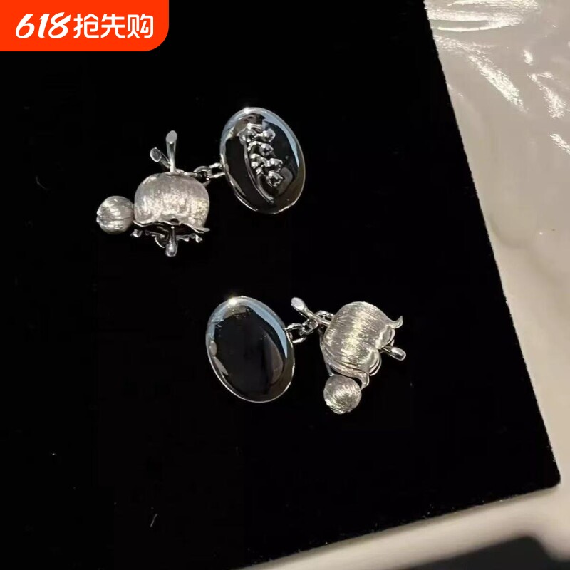 中古风铃兰花袖链万袖扣复古新中式手作西装衬衫纽扣链领口能扣