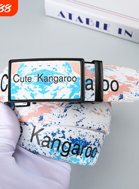 Cute Kangaroo新款全卡槽自动腰带男女同款高级牛仔裤皮带字母