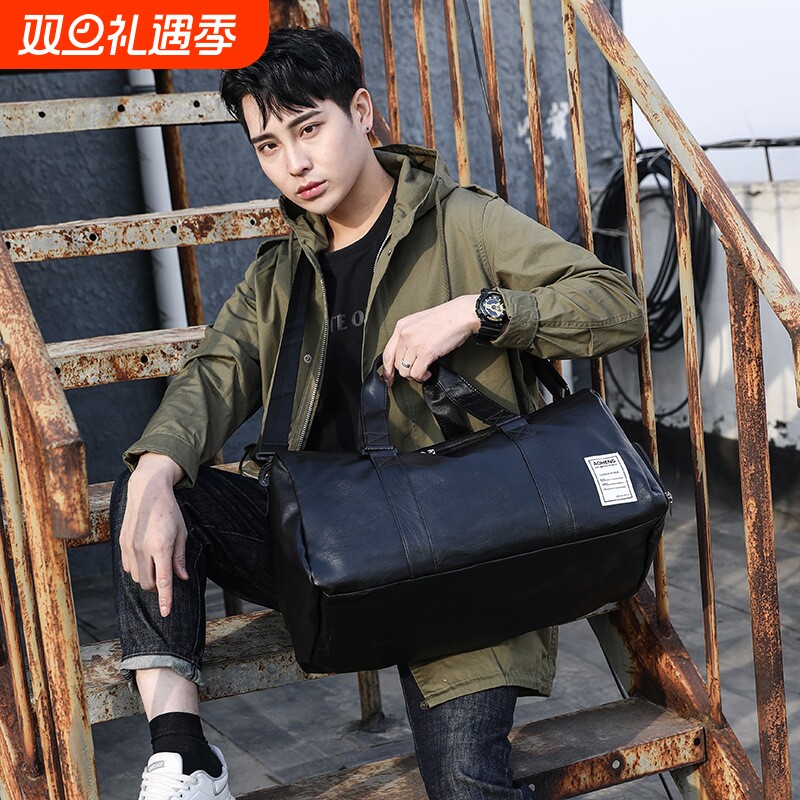 外贸批发男女独立鞋位运动PU皮健身包干湿分离单肩短途旅游手提包