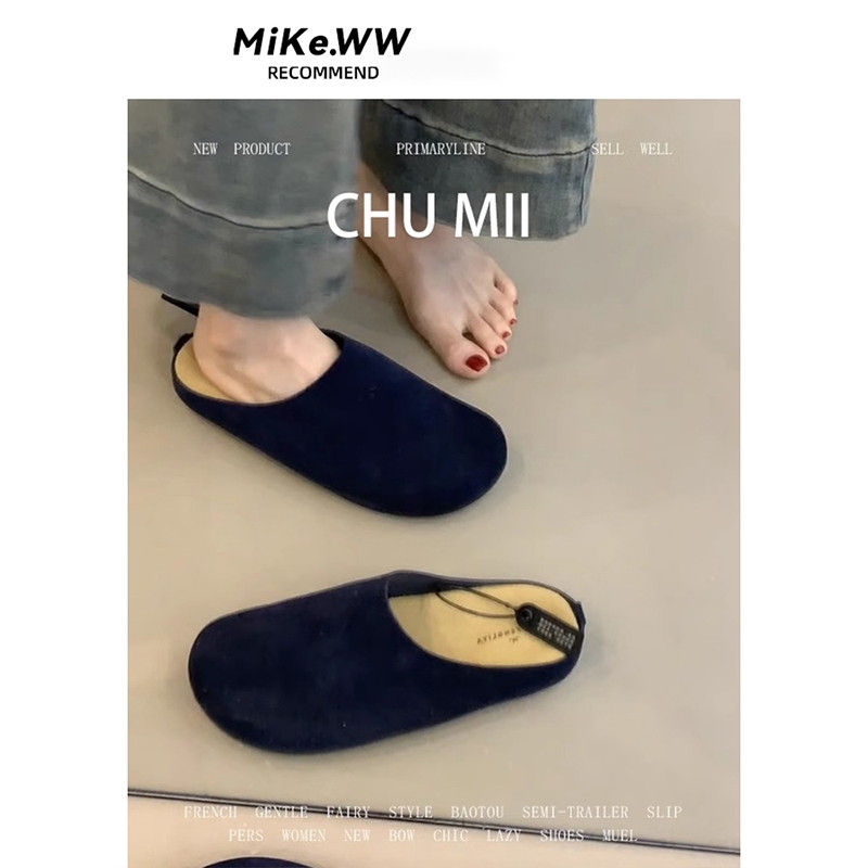 丑萌~韩版软面皮懒人包头拖鞋女外穿复古风百搭厚底休闲勃肯拖鞋