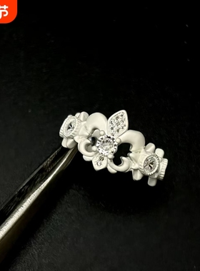 复古宫廷风白色鸢尾花戒指高级感轻奢气质食指戒时尚百搭小众指环