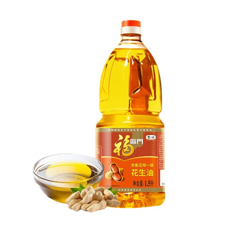 福临门浓香压榨一级花生油1.5L 中粮家用食用油小瓶装植物油1.5升