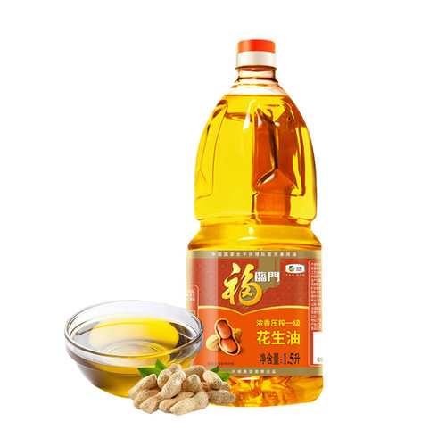 福临门花生油食用油浓香压榨一级1.5L 中粮家用小瓶装植物油1.5升