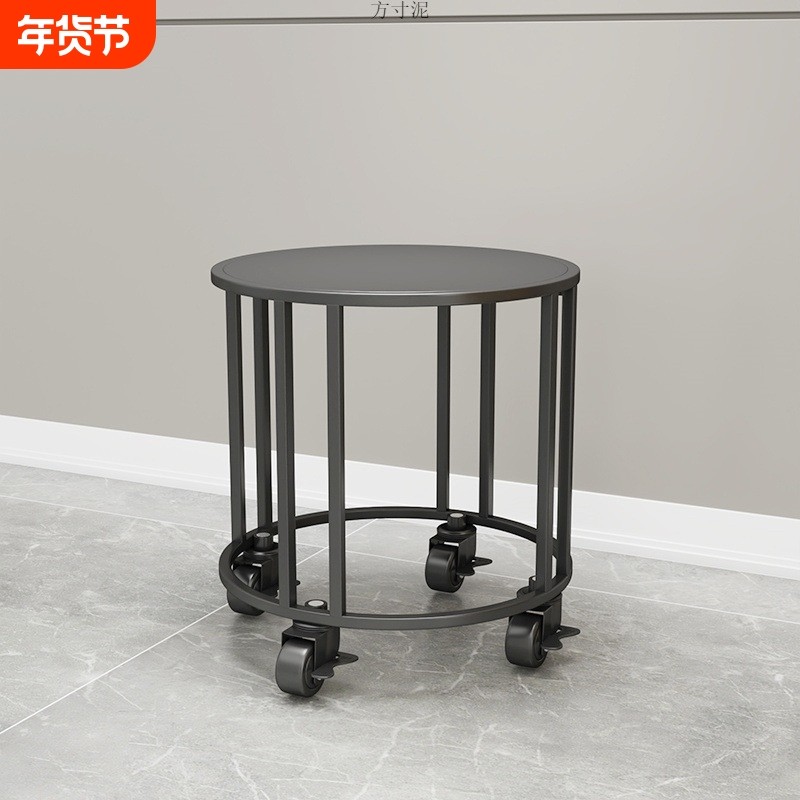 简约落地式客厅圆形铁艺花架地面特大号花盆架带轮可移动鱼缸架厂