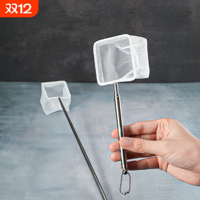 T渔捞/小B1pq0-鱼缸捞鱼网可伸缩渔捞抄网圆形方形网兜抄鱼网