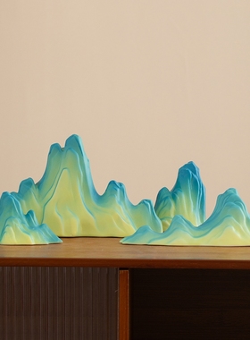 新中式陶瓷假山笔架小摆件