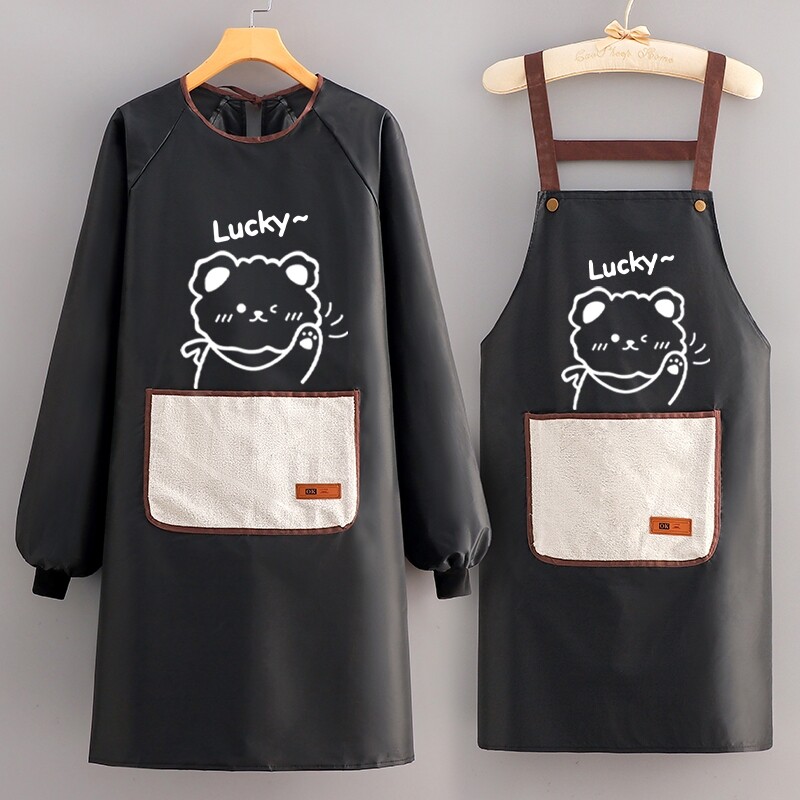 家用厨房防水防油围裙餐饮专用成人工作服长袖罩衣女做饭围腰男士