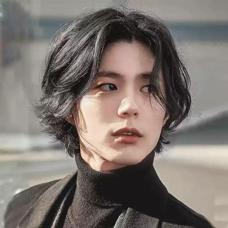 假发男短发新款中分碎发刘海短卷发自然蓬松男生仿真人发丝全头套