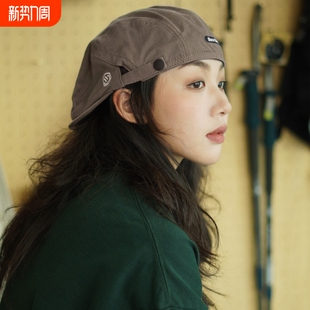 反戴贝雷帽大头围秋冬2025复古帽子男女日系前进帽男士 画家帽八角