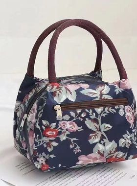 加厚防水牛津帆布便当包手提小花布包手拎小包饭盒袋女休闲包