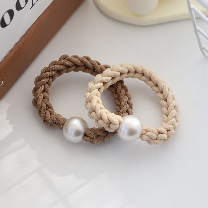 气质扎发精致珠珠编织发圈高马尾百搭少女2025时尚皮筋显白头饰