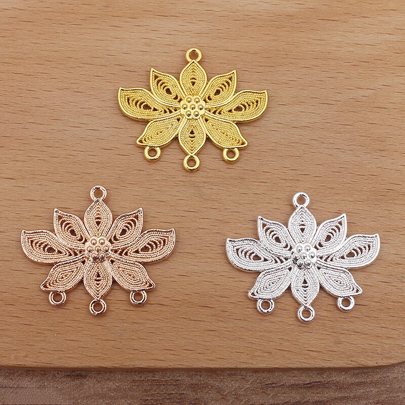 镂空花纹莲花连接吊片四孔古典吊片手工diy发簪子制作材料流苏