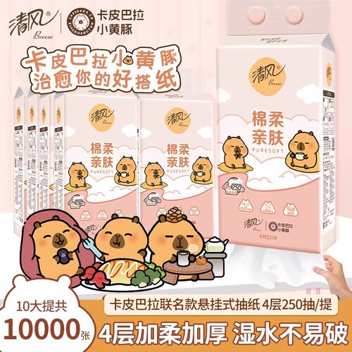 清风悬挂式抽纸250抽10提