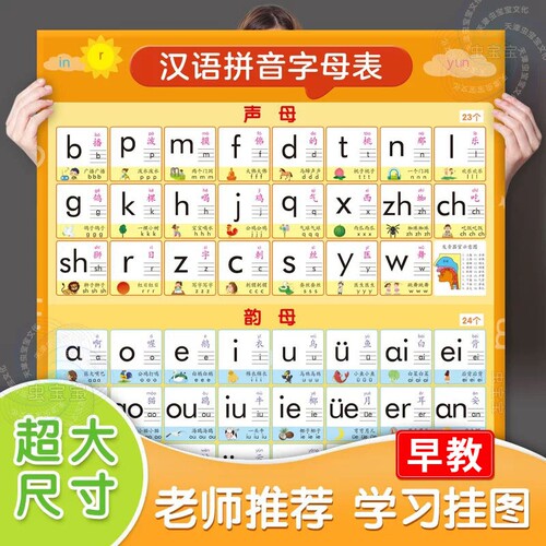 儿童早教数学拼音识字墙贴大挂图