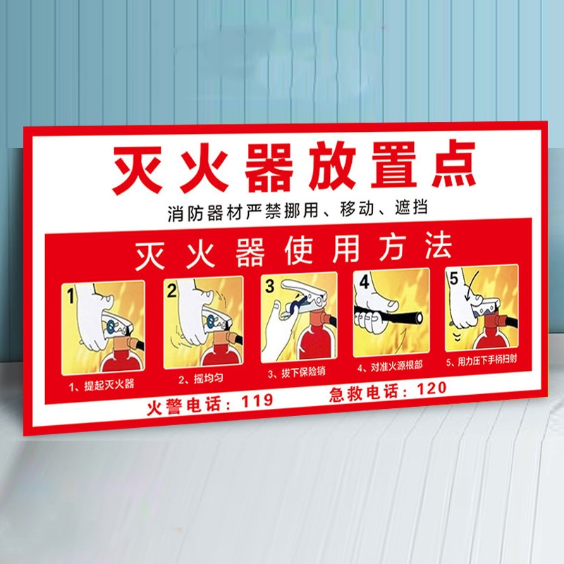 灭火器标识牌放置点维修年检标签