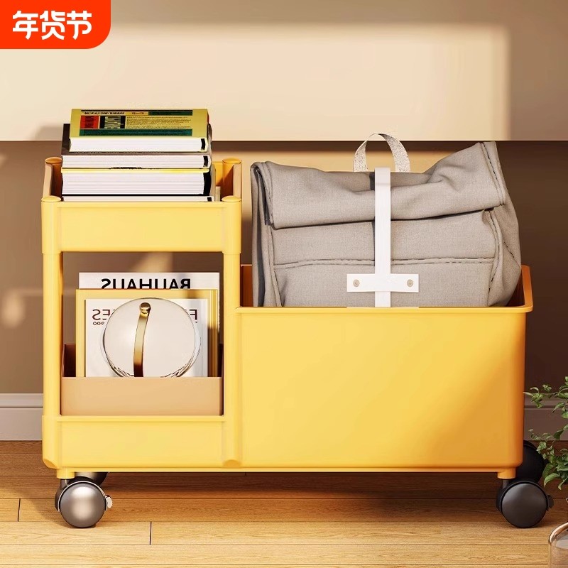 书包置物架可移动小推车学习桌下书本收纳柜神器多层带轮双层落地,收纳整理,收纳柜,淘宝优惠券,粉丝福利购,淘宝优惠卷