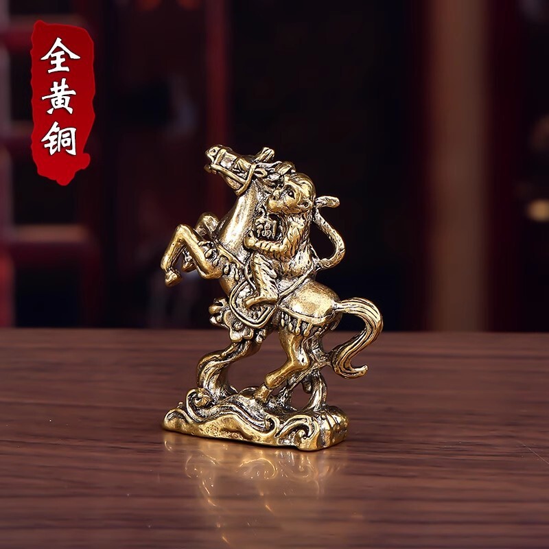 实心黄铜马上猴复古老物件居家装饰茶宠桌面工艺品小摆件