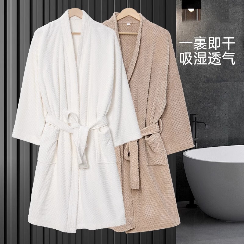 浴袍男款睡袍强吸水女珊瑚绒可穿大浴巾成人比纯棉速干裹全身浴衣