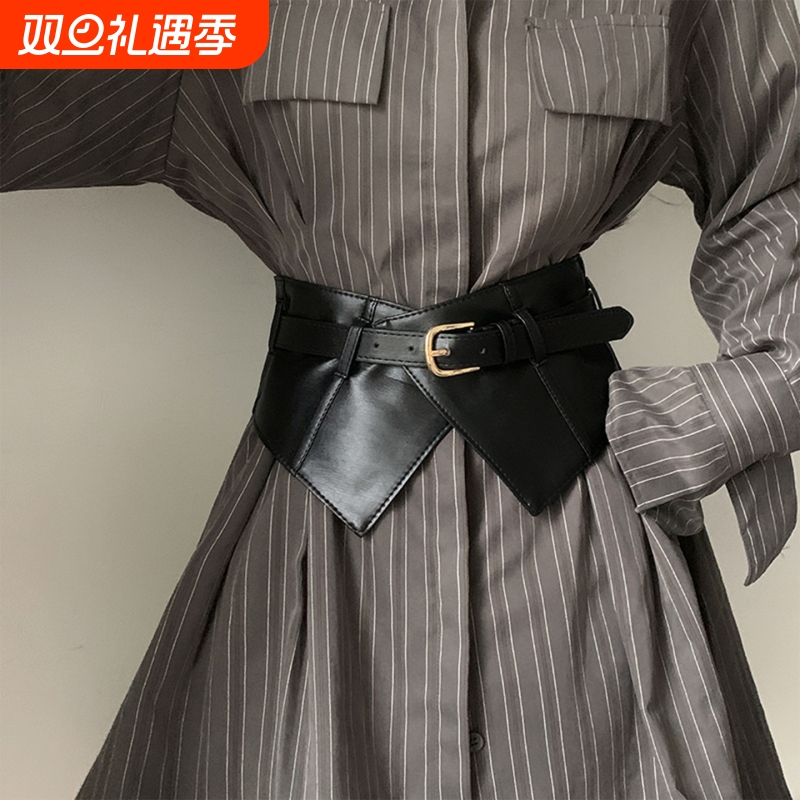 复古高级感宽腰封女收腰显瘦搭配衬衫连衣裙松紧腰带cosplay配饰