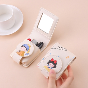 带镜子便携式收纳包口红粉饼新款可爱迷你化妆品补妆化妆包随身