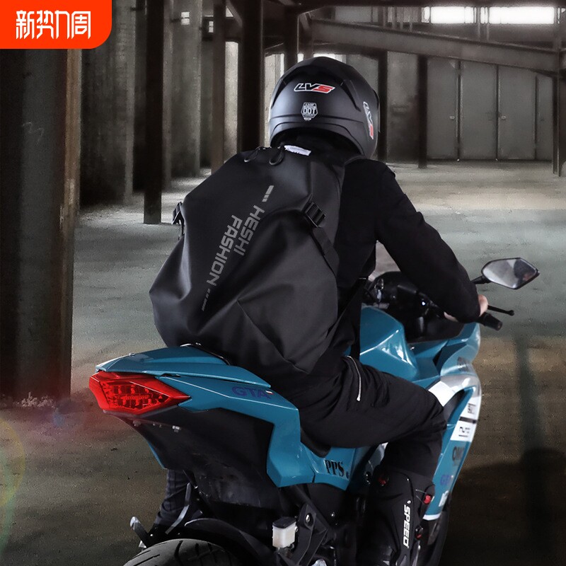 复古头盔机车骑行装备骑士全盔摩托车男士后座双肩背包大容量防水