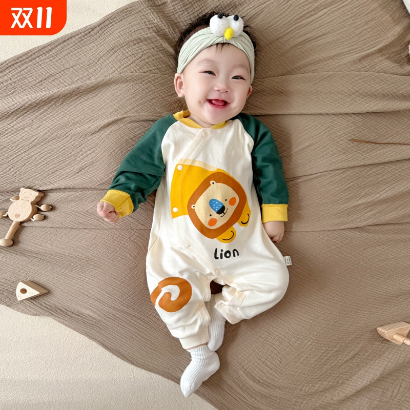 0-36月新生婴儿衣服秋季宝宝纯棉连体衣春秋冬款男童长袖哈衣爬服