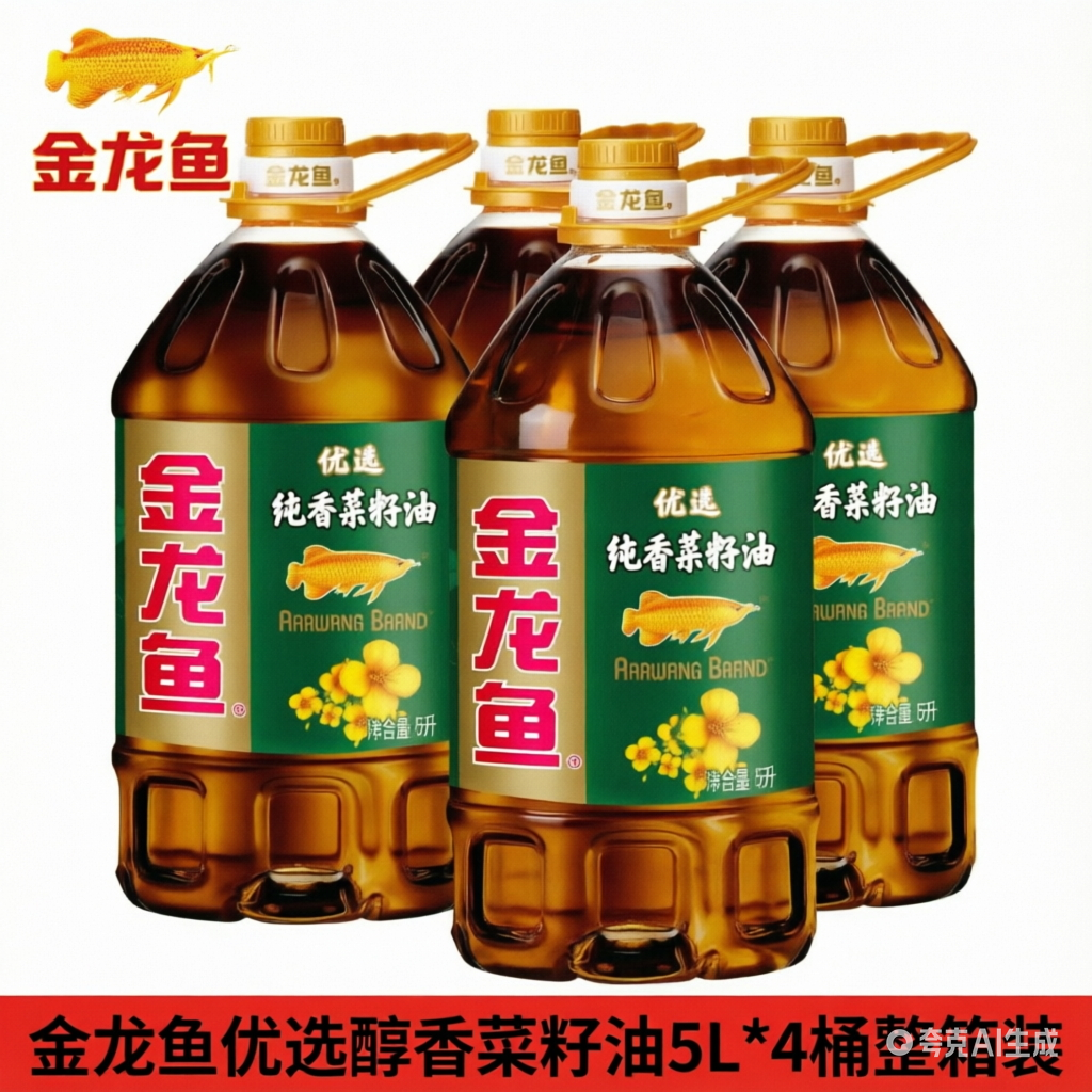 金龙鱼优选纯香菜籽油5L*4桶整箱装 植物食用油家用炒菜商用批发