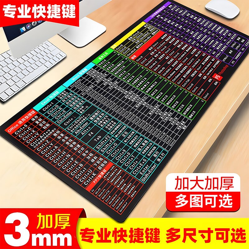 鼠标垫桌垫办公超大号快捷键小号加厚二次元高颜值女电脑电竞桌面