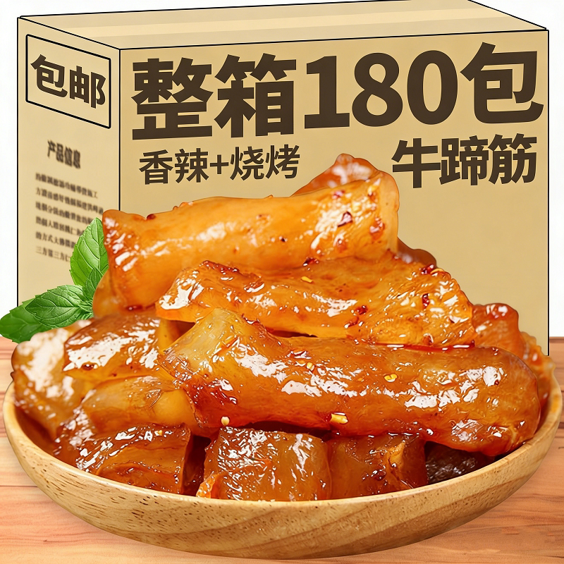 网红香辣烧烤牛蹄筋即食营养小零食牛板筋小吃休闲食品卤味追剧