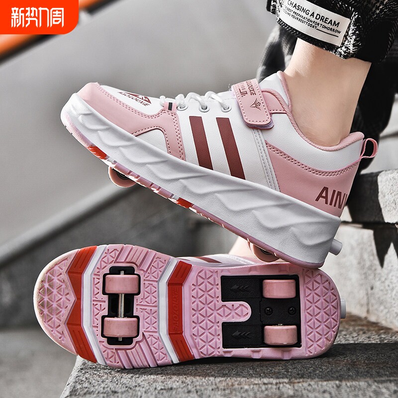 儿童四轮暴走鞋女童2026新款学生女孩带轮子隐形可拆卸溜冰轮滑鞋