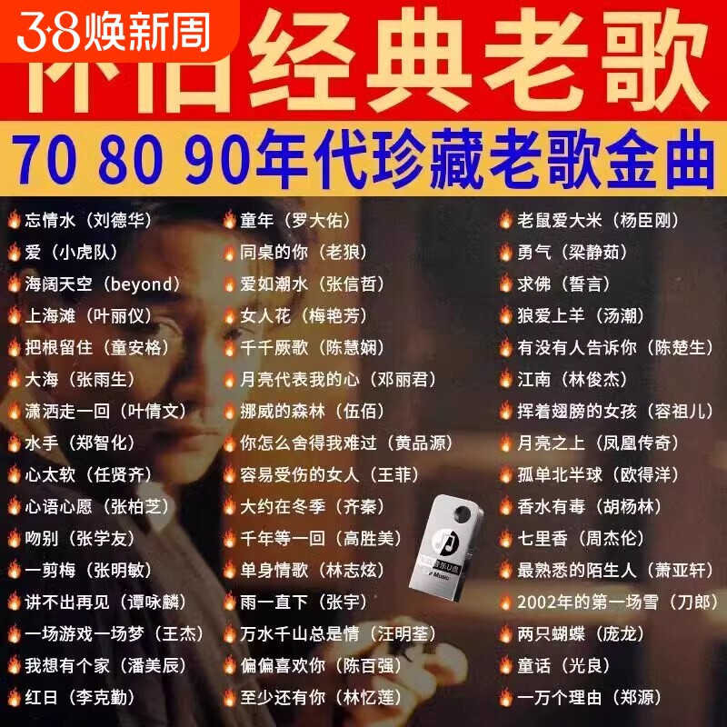 汽车载U盘音乐708090经典怀旧歌曲国语粤语老歌高品质USB音乐优盘