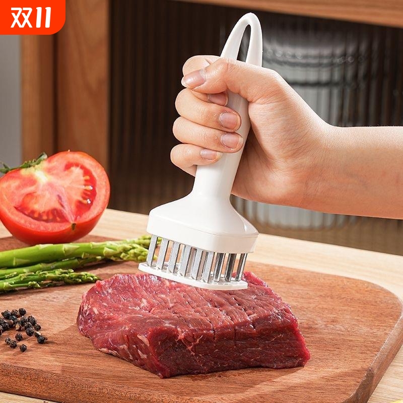 不锈钢自动回弹锤肉松肉针 家用厨房牛排断筋牛肉鸡肉入味扎孔器