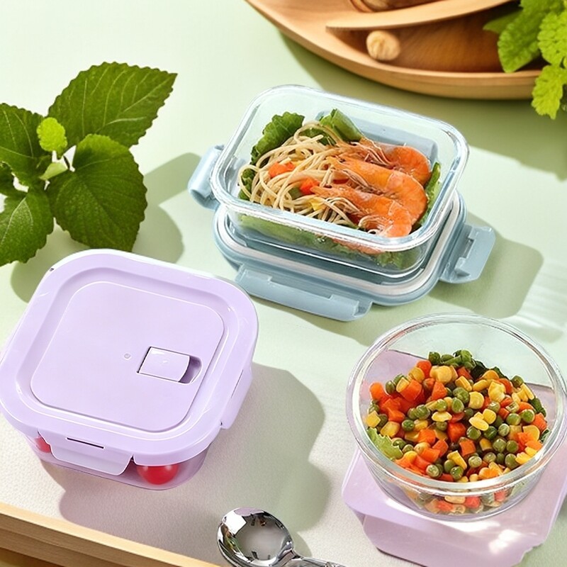 方形玻璃饭盒可微波炉加热专用上班族带饭装汤餐碗保鲜型便当带盖