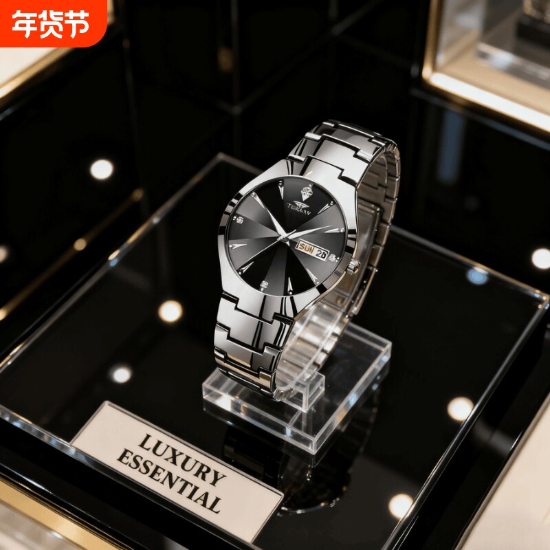 手表男款机械风全自动防水高级感全自动男表数字双日历防水腕表男