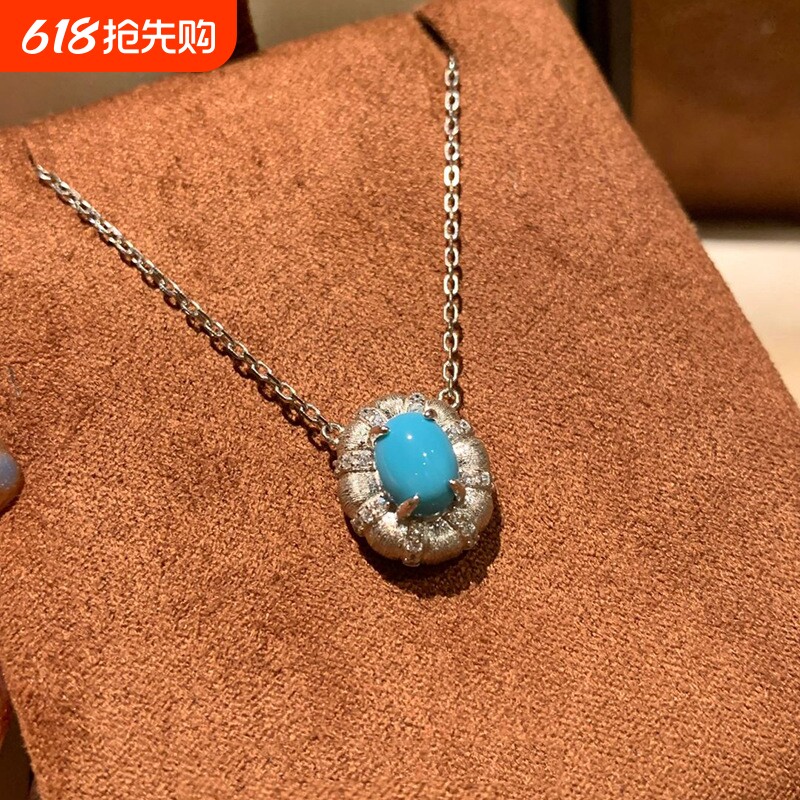 椭圆蓝绿石项链锁骨链气质时尚个性简约复古项饰女项链精致饰品