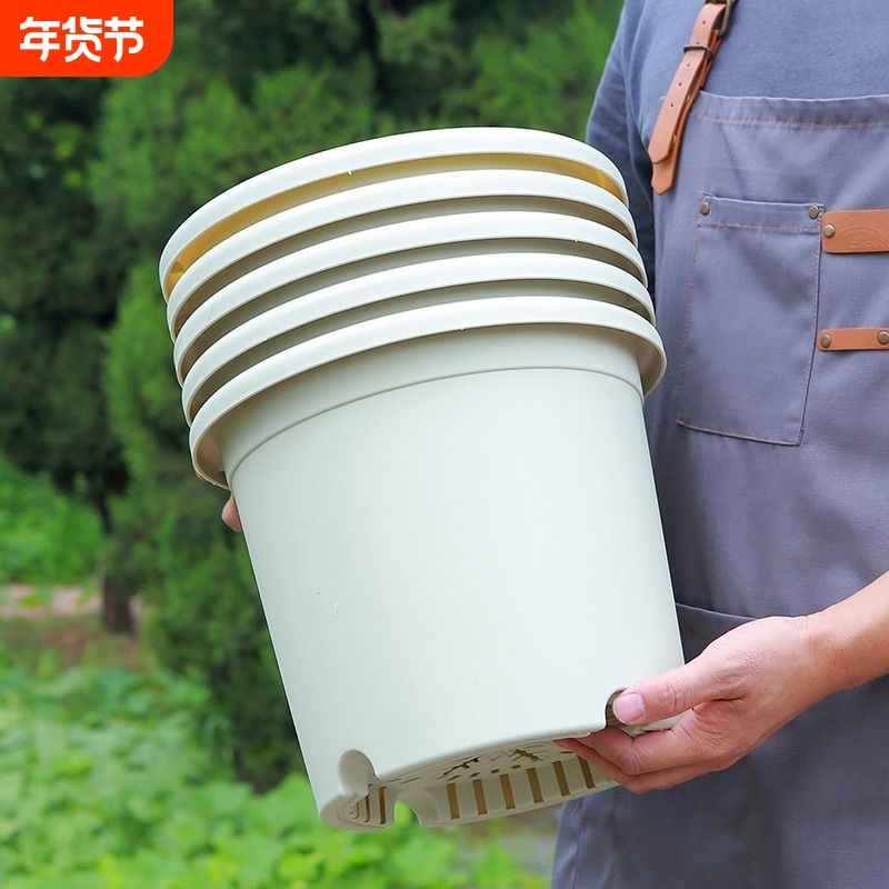 四季控根透气加厚加仑盆塑料大号青山花盆托盘种菜耐用树脂底部