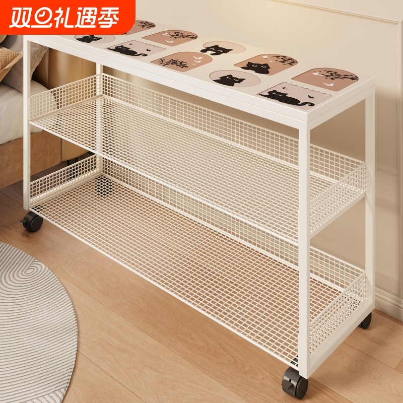 床头柜家用卧室新款床边柜铁艺出租房落地可移动开放式床头置物架