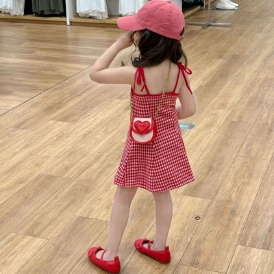女童吊带裙2024夏装新款女宝宝夏季洋气无袖背心裙子中小童连衣裙