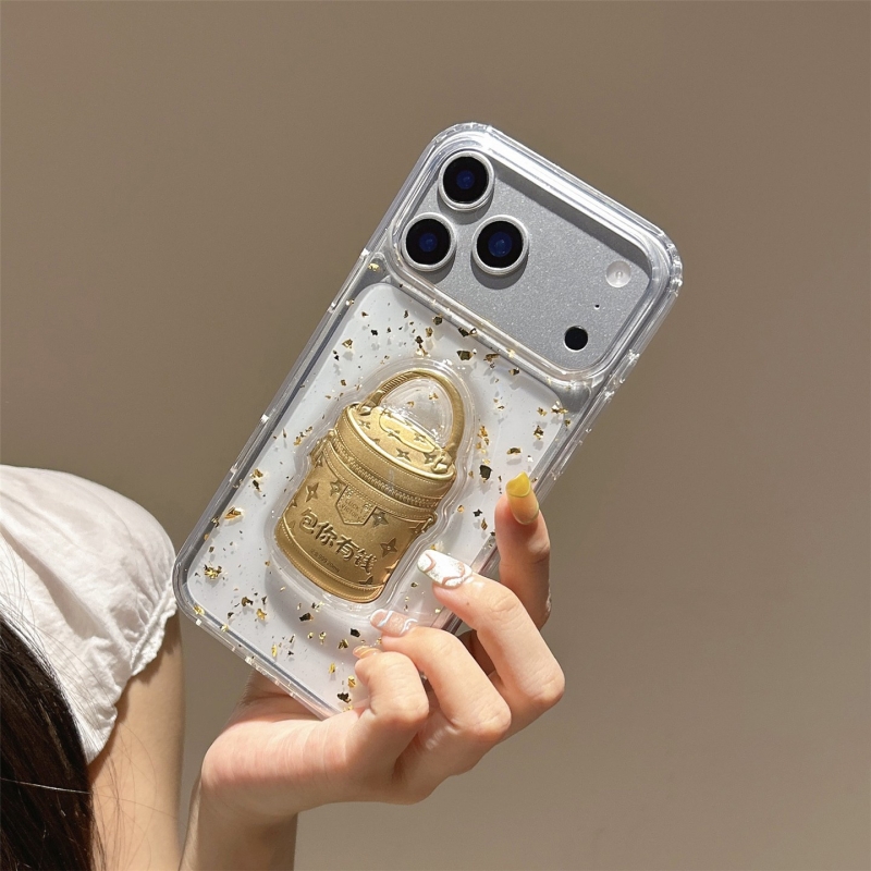 包你有钱适用iphone17promax滴胶金箔手机壳新款苹果16透明壳苹果15pm简约时尚ip14pro少女心软壳防摔保护壳